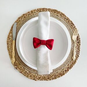 Stylish Bow Napkin Rings – Burgundy Red - Handmade - Wedding Party Event Planner